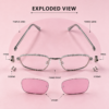 Y2K Vintage Narrow Oval Sunglasses – Silver Wire Frame with Pink Tinted Lenses