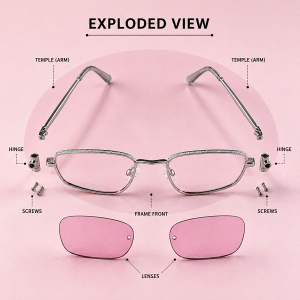 Y2K Vintage Narrow Oval Sunglasses – Silver Wire Frame with Pink Tinted Lenses