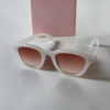 Retro Square Sunglasses – Frosted Matte White Frame with Brown Gradient Lenses