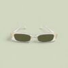 Screenshot Retro Slim Rectangular Sunglasses – Transparent Clear Frame with Olive Green Lenses