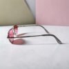 Y2K Vintage Narrow Oval Sunglasses – Silver Wire Frame with Pink Tinted Lenses
